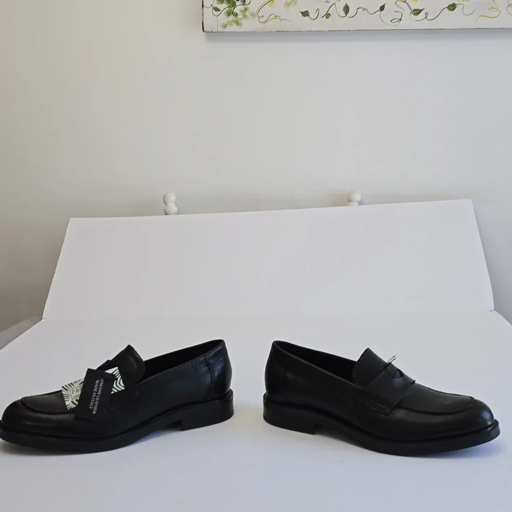 NWT Made In Italy Parrotto Men's Genuine Leather Loafers Shoes Black Size 9
